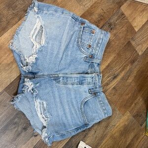 Levi's Light Blue Distressed Denim Cutoff Shorts